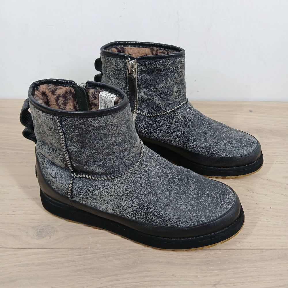 Ugg Platform Metallic Gray Shearling Lined Ankle … - image 5